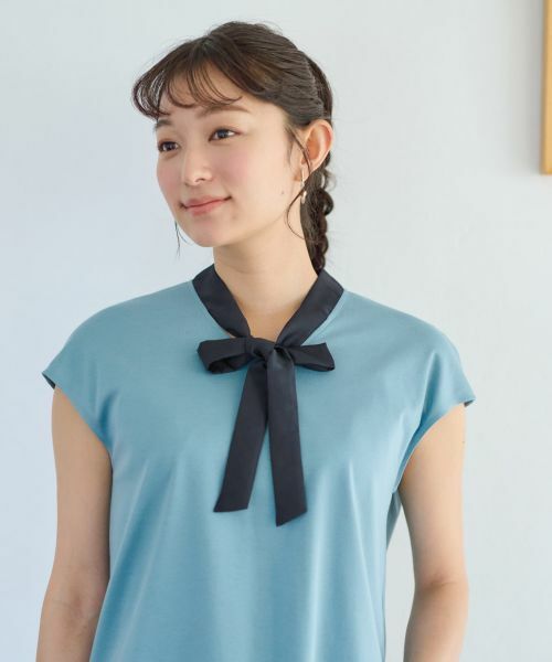 CARA O CRUZ / キャラ・オ・クルス カットソー | 洗える バイカラーボウタイフレンチスリーブトップス | 詳細16