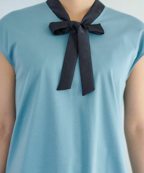 CARA O CRUZ / キャラ・オ・クルス カットソー | 洗える バイカラーボウタイフレンチスリーブトップス | 詳細19