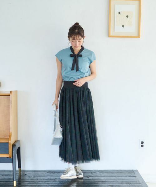 CARA O CRUZ / キャラ・オ・クルス カットソー | 洗える バイカラーボウタイフレンチスリーブトップス | 詳細5