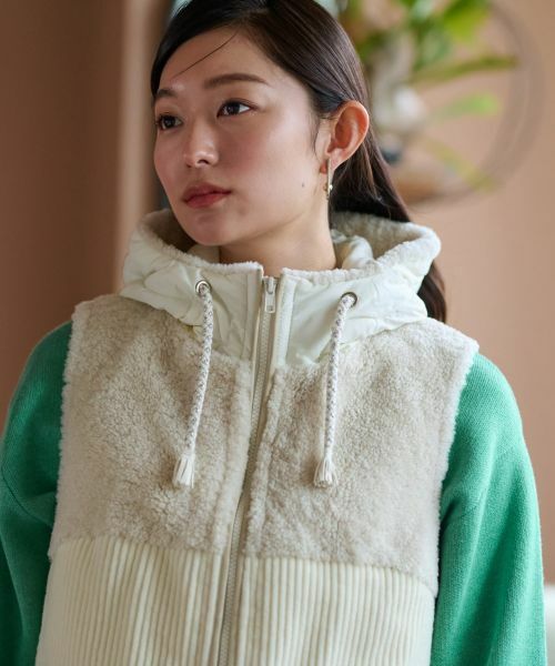 CARA O CRUZ / キャラ・オ・クルス テーラードジャケット | シープと中わたの異素材MIXベスト【LISA　CONTE】【あったか】 | 詳細13