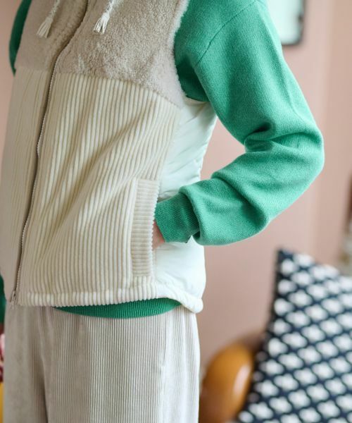 CARA O CRUZ / キャラ・オ・クルス テーラードジャケット | シープと中わたの異素材MIXベスト【LISA　CONTE】【あったか】 | 詳細14