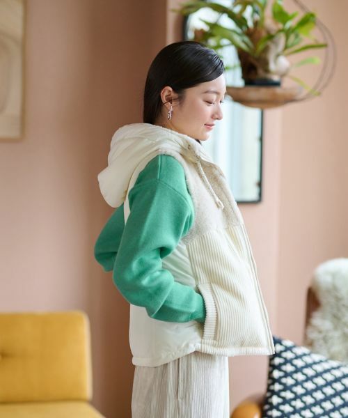 CARA O CRUZ / キャラ・オ・クルス テーラードジャケット | シープと中わたの異素材MIXベスト【LISA　CONTE】【あったか】 | 詳細4