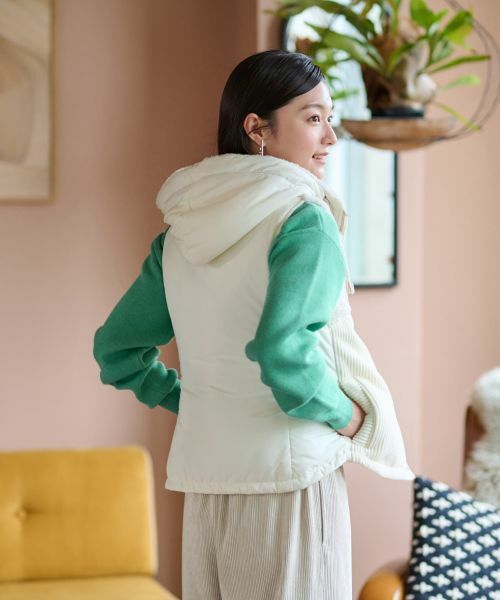 CARA O CRUZ / キャラ・オ・クルス テーラードジャケット | シープと中わたの異素材MIXベスト【LISA　CONTE】【あったか】 | 詳細5