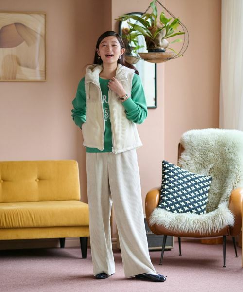 CARA O CRUZ / キャラ・オ・クルス テーラードジャケット | シープと中わたの異素材MIXベスト【LISA　CONTE】【あったか】 | 詳細9