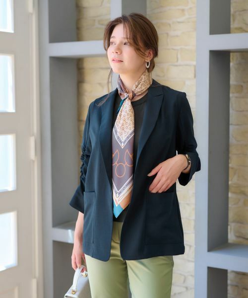 CARA O CRUZ / キャラ・オ・クルス テーラードジャケット | 洗える 袖シャーリングジャケット | 詳細3