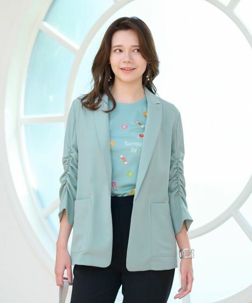 CARA O CRUZ / キャラ・オ・クルス テーラードジャケット | 洗える 袖シャーリングジャケット | 詳細9