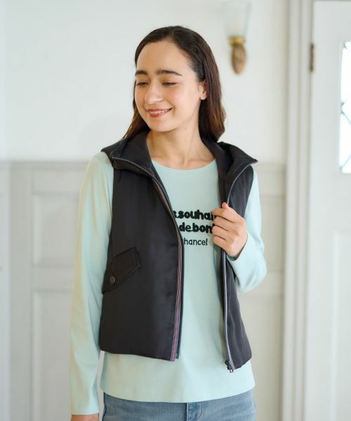 CARA O CRUZ / キャラ・オ・クルス テーラードジャケット | 【防寒】中わたフーデットベスト【あったか】 | 詳細1