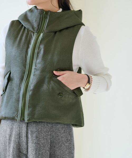 CARA O CRUZ / キャラ・オ・クルス テーラードジャケット | 【防寒】中わたフーデットベスト【あったか】 | 詳細26