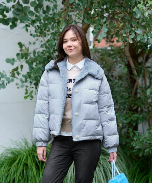 CARA O CRUZ / キャラ・オ・クルス テーラードジャケット | 【防寒】ボア衿中わたジャケット【あったか】 | 詳細1