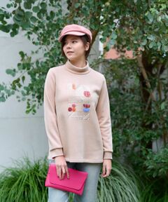 CARA O CRUZ / キャラ・オ・クルス カットソー | 【あったか】洗える 裏起毛のビーズ刺繍スエット