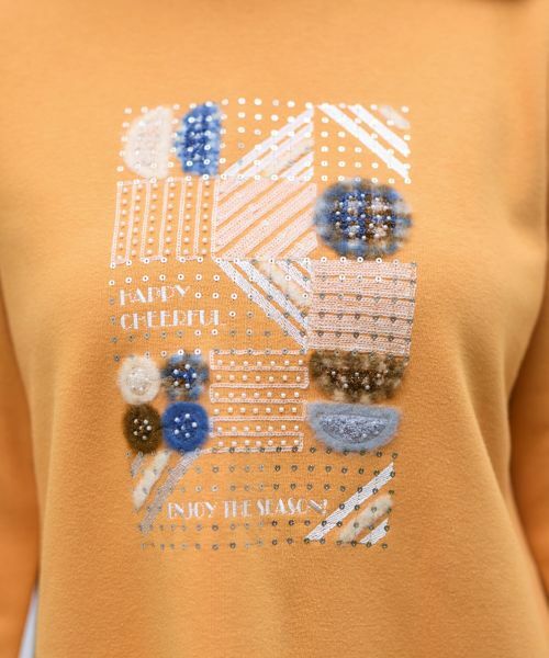 CARA O CRUZ / キャラ・オ・クルス カットソー | 【あったか】洗える 裏起毛のビーズ刺繍スエット | 詳細24