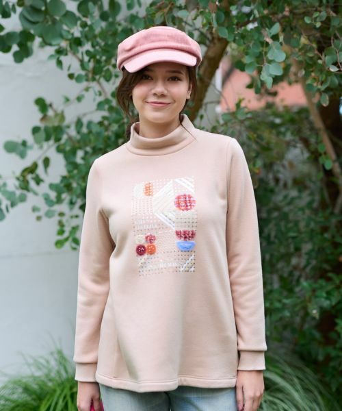 CARA O CRUZ / キャラ・オ・クルス カットソー | 【あったか】洗える 裏起毛のビーズ刺繍スエット | 詳細3
