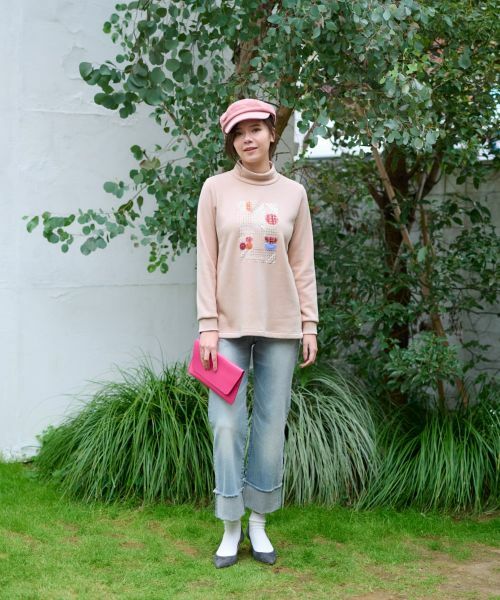 CARA O CRUZ / キャラ・オ・クルス カットソー | 【あったか】洗える 裏起毛のビーズ刺繍スエット | 詳細4