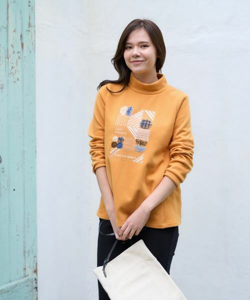 CARA O CRUZ / キャラ・オ・クルス カットソー | 【あったか】洗える 裏起毛のビーズ刺繍スエット | 詳細8