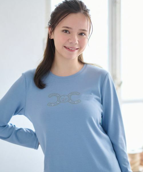 CARA O CRUZ/キャラ・オ・クルス 洗える ロゴTシャツ スカイブルー 9(M) CARA O CRUZ/キャラ・オ・クルス 洗える ロゴTシャツ スカイブルー 9(M)
