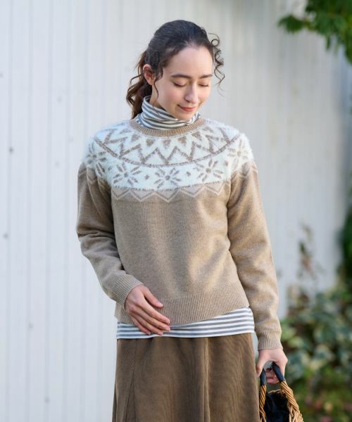 CARA O CRUZ / キャラ・オ・クルス ニット・セーター | ノルディック柄ニット【CoC by CARA O CRUZ】（モカ）