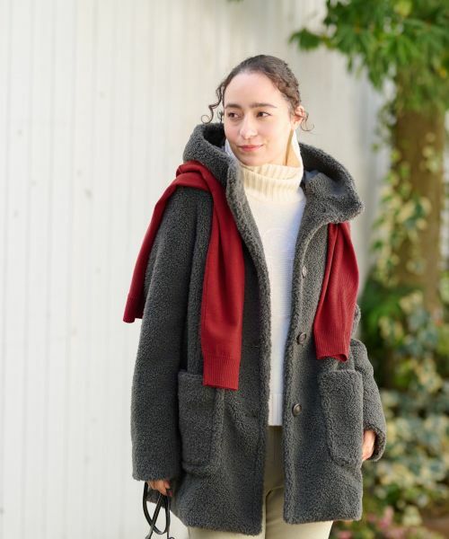 CARA O CRUZ / キャラ・オ・クルス その他アウター | もこもこフーデットコート【CoC by CARA O CRUZ】【あったか】 | 詳細18
