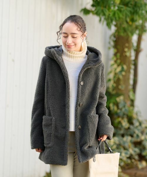 CARA O CRUZ / キャラ・オ・クルス その他アウター | もこもこフーデットコート【CoC by CARA O CRUZ】【あったか】 | 詳細19