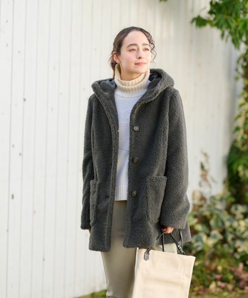 CARA O CRUZ / キャラ・オ・クルス その他アウター | もこもこフーデットコート【CoC by CARA O CRUZ】【あったか】 | 詳細20