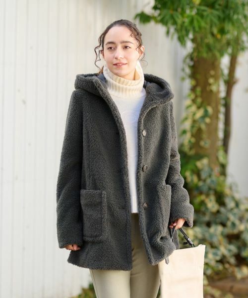 CARA O CRUZ / キャラ・オ・クルス その他アウター | もこもこフーデットコート【CoC by CARA O CRUZ】【あったか】 | 詳細21