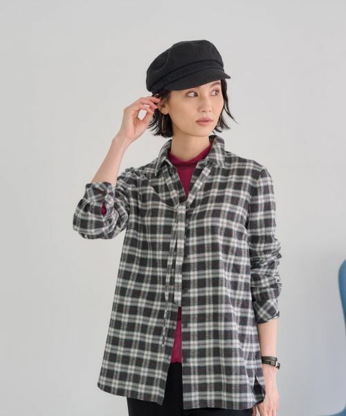 CARA O CRUZ / キャラ・オ・クルス シャツ・ブラウス | 洗える タイ付グレンチェックシャツ【CoC by CARA O CRUZ】 | 詳細11