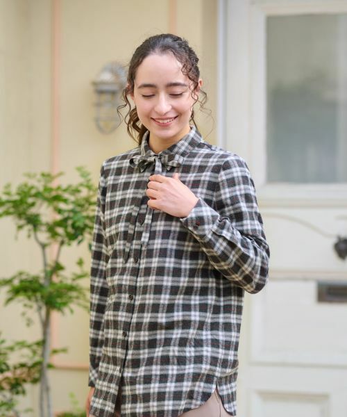 CARA O CRUZ / キャラ・オ・クルス シャツ・ブラウス | 洗える タイ付グレンチェックシャツ【CoC by CARA O CRUZ】 | 詳細3
