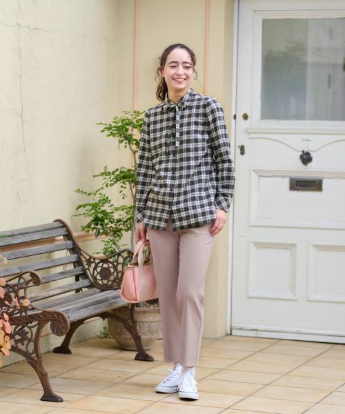 CARA O CRUZ / キャラ・オ・クルス シャツ・ブラウス | 洗える タイ付グレンチェックシャツ【CoC by CARA O CRUZ】 | 詳細7