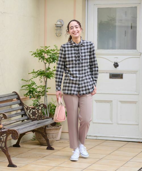 CARA O CRUZ / キャラ・オ・クルス シャツ・ブラウス | 洗える タイ付グレンチェックシャツ【CoC by CARA O CRUZ】 | 詳細8