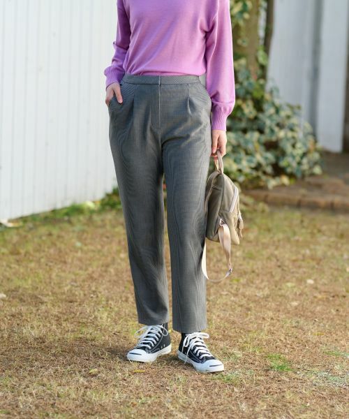 CARA O CRUZ / キャラ・オ・クルス その他パンツ | 【あったか】洗える裏起毛ミニ千鳥格子パンツ | 詳細9