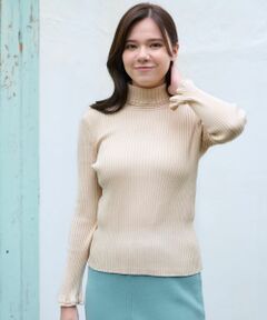 CARA O CRUZ / キャラ・オ・クルス ニット・セーター | 洗える 部分フリルのタートルニット