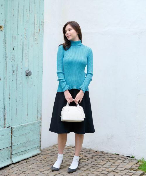 CARA O CRUZ / キャラ・オ・クルス ニット・セーター | 洗える 部分フリルのタートルニット | 詳細10