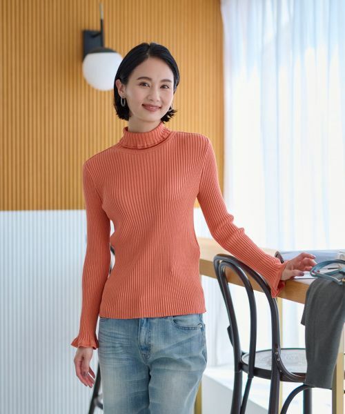 CARA O CRUZ / キャラ・オ・クルス ニット・セーター | 洗える 部分フリルのタートルニット | 詳細23