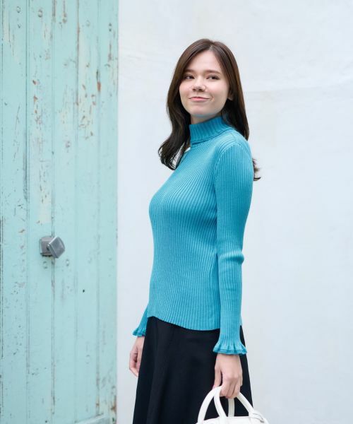 CARA O CRUZ / キャラ・オ・クルス ニット・セーター | 洗える 部分フリルのタートルニット | 詳細6