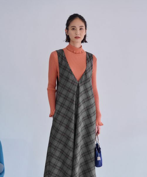 CARA O CRUZ / キャラ・オ・クルス ロング・マキシ丈ワンピース | チェックのジャンパースカート | 詳細10