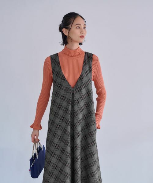CARA O CRUZ / キャラ・オ・クルス ロング・マキシ丈ワンピース | チェックのジャンパースカート | 詳細12
