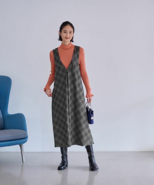 CARA O CRUZ / キャラ・オ・クルス ロング・マキシ丈ワンピース | チェックのジャンパースカート | 詳細18