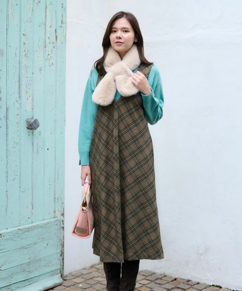 CARA O CRUZ / キャラ・オ・クルス ロング・マキシ丈ワンピース | チェックのジャンパースカート | 詳細2