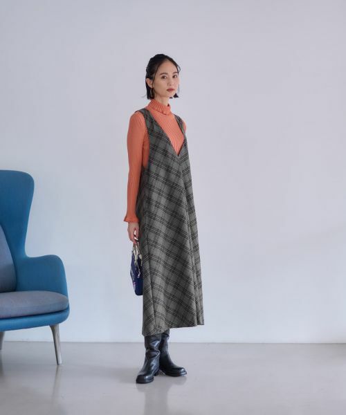 CARA O CRUZ / キャラ・オ・クルス ロング・マキシ丈ワンピース | チェックのジャンパースカート | 詳細20