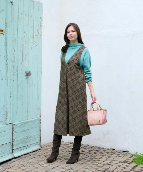 CARA O CRUZ / キャラ・オ・クルス ロング・マキシ丈ワンピース | チェックのジャンパースカート | 詳細6