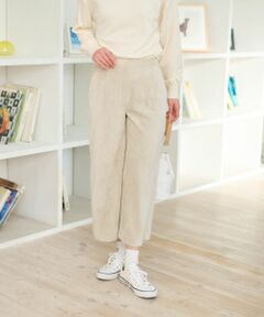 CARA O CRUZ / キャラ・オ・クルス その他パンツ | 後ろウエストゴムコーデュロイのクロップドパンツ【ハッピーサーキュレーション】【産地ナブル】