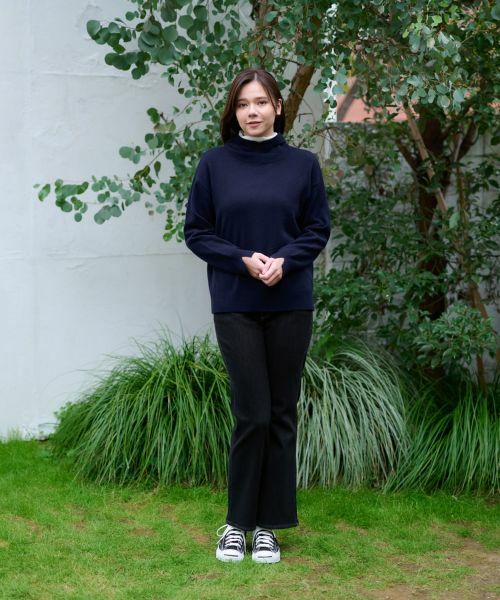 CARA O CRUZ / キャラ・オ・クルス その他パンツ | 【あったか】裏起毛のデニムジャージのブラックパンツ | 詳細6