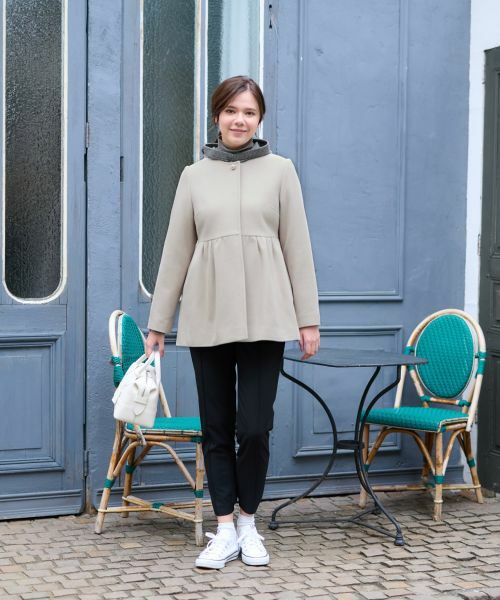 CARA O CRUZ / キャラ・オ・クルス テーラードジャケット | パール調ボタンの切替ギャザージャケット | 詳細18