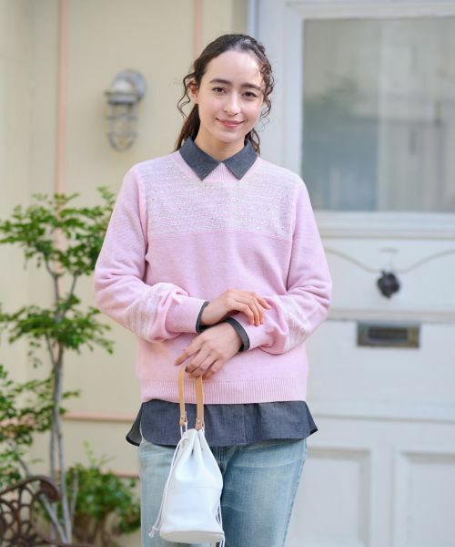 CARA O CRUZ / キャラ・オ・クルス ニット・セーター | スパンコールのボーダーニット【CoC by CARA O CRUZ】 | 詳細1