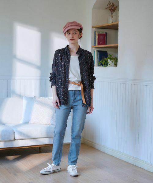 CARA O CRUZ / キャラ・オ・クルス シャツ・ブラウス | 洗える タイ付き小花柄 バンドカラーブラウス【CoC by CARA O CRUZ】 | 詳細13