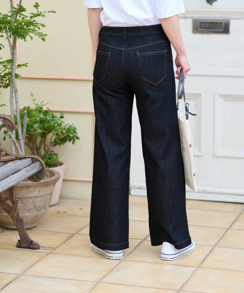 CARA O CRUZ / キャラ・オ・クルス デニムパンツ | 洗える ストレッチワイドデニム | 詳細3