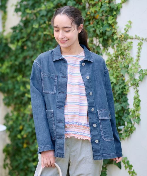 CARA O CRUZ / キャラ・オ・クルス テーラードジャケット | 洗える カバーオールデニム(ネイビー系)