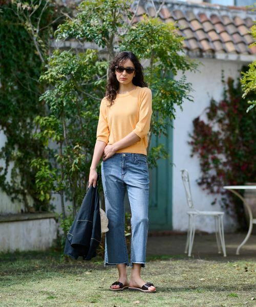 CARA O CRUZ / キャラ・オ・クルス その他パンツ | 洗える 裾断ち切りクロップドデニム | 詳細23