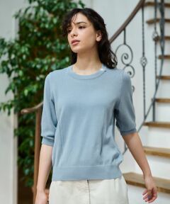 CARA O CRUZ / キャラ・オ・クルス ニット・セーター | 洗える 衿ボタン クルーネックニット