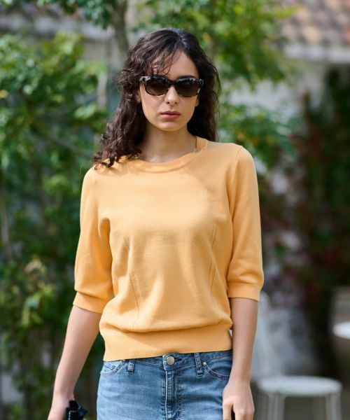 CARA O CRUZ / キャラ・オ・クルス ニット・セーター | 洗える 衿ボタン クルーネックニット | 詳細2