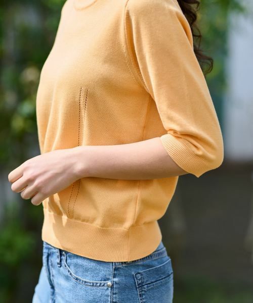 CARA O CRUZ / キャラ・オ・クルス ニット・セーター | 洗える 衿ボタン クルーネックニット | 詳細22